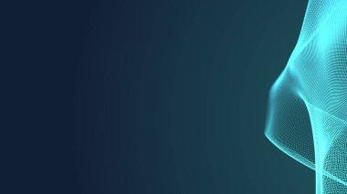 Nokta yeşil dalga ışık ekran gradyan doku arka planı. Soyut teknoloji büyük veri dijital arkaplanı. 3d oluşturma.