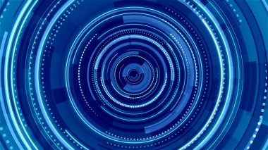 Mavi neon ışık teknolojisi. Yüksek teknoloji karanlık arka plan. Soyut grafik dijital gelecek konsept tasarımı.