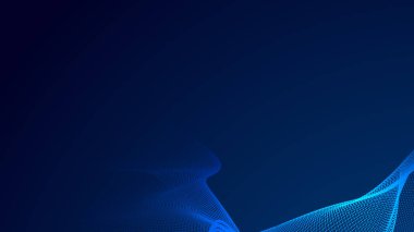 Nokta mavi dalga ışık ekran gradyan doku arkaplanı. Soyut teknoloji büyük veri dijital arkaplanı. 3d oluşturma.