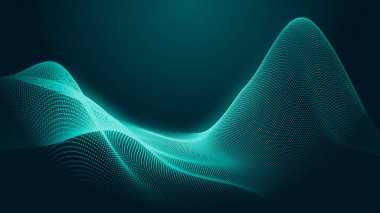 Nokta yeşil dalga ışık ekran gradyan doku arka planı. Soyut teknoloji büyük veri dijital arkaplanı. 3d oluşturma.