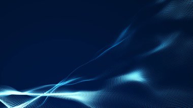 Nokta mavi dalga ışık ekran gradyan doku arkaplanı. Soyut teknoloji büyük veri dijital arkaplanı. 3d oluşturma.