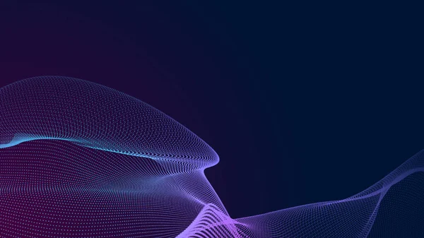 Dot blue purple wave line light gradient dark background. Abstract  technology big data digital background. 3d rendering.