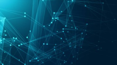 Teknoloji geçmişine sahip soyut mavi çokgen teknoloji ağı. Soyut noktalar ve satır dokusu arka planı. 3d oluşturma.