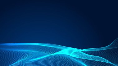 Nokta mavi dalga ışık ekran gradyan doku arkaplanı. Soyut teknoloji büyük veri dijital arkaplanı. 3d oluşturma.