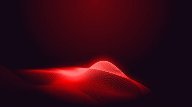 Nokta kırmızı mor dalga çizgisi açık renk gradyan koyu arkaplan. Soyut teknoloji büyük veri dijital arkaplanı. 3d oluşturma.