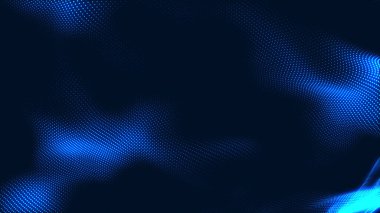 Nokta beyaz dalga ışık ekran gradyan doku arkaplanı. Soyut teknoloji büyük veri dijital arkaplanı. 3d oluşturma.