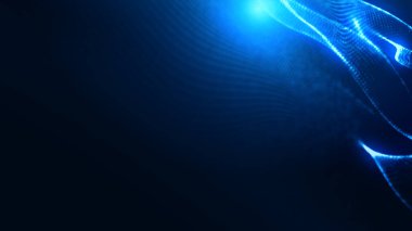Nokta mavi dalga ışık ekran gradyan doku arkaplanı. Soyut ai teknolojisi büyük veri dijital arkaplanı. 3d oluşturma.