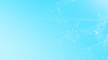 Teknoloji geçmişine sahip soyut mavi beyaz çokgen teknoloji ağı. Soyut noktalar ve satır dokusu arka planı. 3d oluşturma.