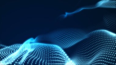 Nokta mavi dalga ışık ekran gradyan doku arkaplanı. Soyut teknoloji büyük veri dijital arkaplanı. 3d oluşturma.