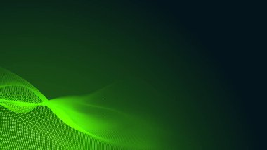 Nokta yeşil dalga ışık ekran gradyan dokusu koyu arkaplan. Soyut teknoloji büyük veri dijital arkaplanı. 3d oluşturma.