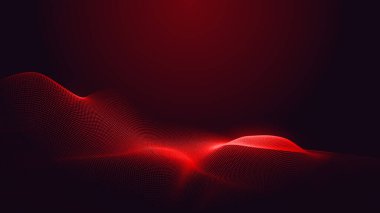 Nokta kırmızı mor dalga çizgisi açık renk gradyan koyu arkaplan. Soyut teknoloji büyük veri dijital arkaplanı. 3d oluşturma.