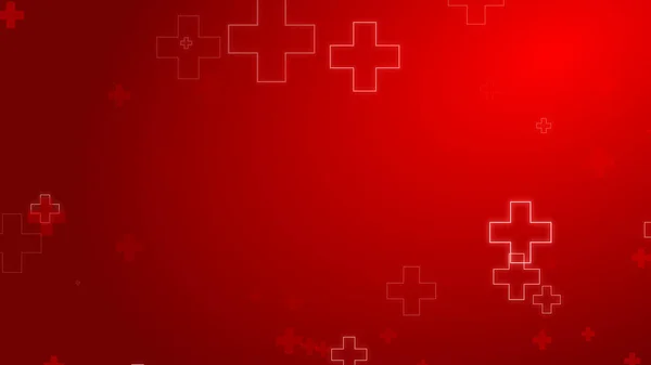 Medical health red cross neon light shapes pattern background. Abstract healthcare with emergency concept.