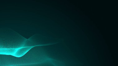 Nokta yeşil dalga ışık ekran gradyan doku arka planı. Soyut teknoloji büyük veri dijital arkaplanı. 3d oluşturma.
