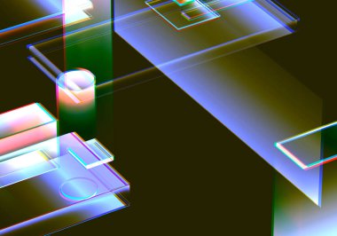 Verilerin 3 boyutlu görselleştirilmesi ve teknik arızalar. Soyut teknoloji yeniliği gelecekteki dijital arka plan. 3d oluşturma.