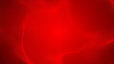 Nokta kırmızı dalga ekran gradyan doku arkaplanı. Soyut teknoloji büyük veri dijital arkaplanı. 3d oluşturma.