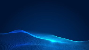 Nokta mavi dalga ışık ekran gradyan doku arkaplanı. Soyut teknoloji büyük veri dijital arkaplanı. 3d oluşturma.