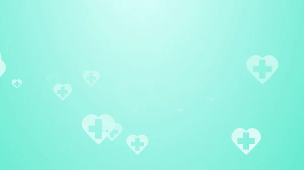 Медичне Здоров Зелено Блакитний Хрест Фоні Візерунка Серця Анотація Технології — стокове фото
