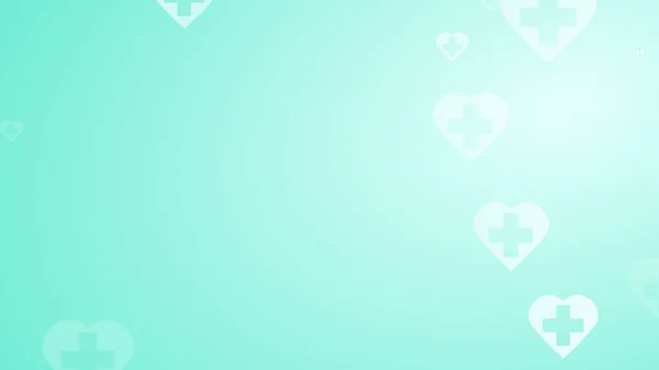 Медицинское Здоровье Зеленый Синий Крест Фоне Рисунка Сердца Абстрактная Концепция — стоковое фото