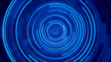 Mavi neon ışık teknolojisi. Yüksek teknoloji karanlık arka plan. Soyut grafik dijital gelecek konsept tasarımı.