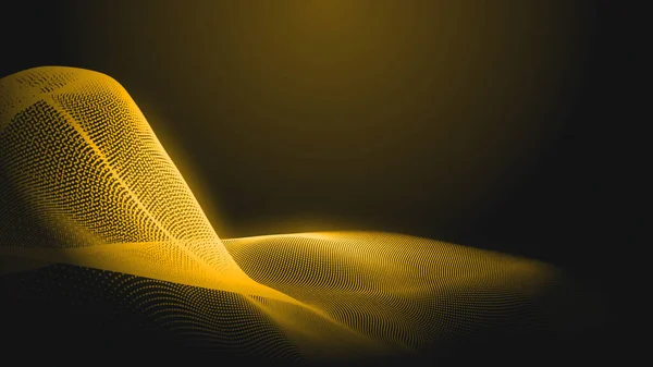 Dot gold wave light screen gradient texture background. Abstract  technology big data digital background. 3d rendering.