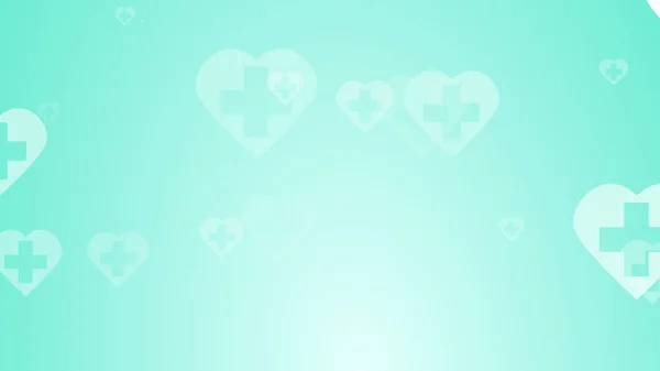 Sağlık Sigortası Kalp Şeklinde Yeşil Mavi Haç Soyut Sağlık Teknolojisi — Stok fotoğraf