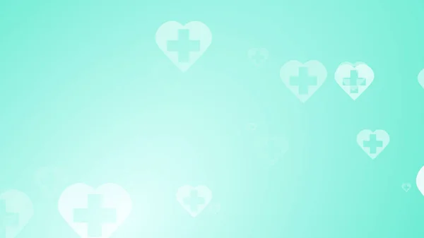 Santé Médicale Croix Bleue Verte Sur Fond Motif Coeur Résumé — Photo