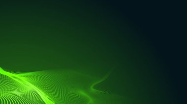 Nokta yeşil dalga ışık ekran gradyan dokusu koyu arkaplan. Soyut teknoloji büyük veri dijital arkaplanı. 3d oluşturma.