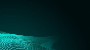 Nokta yeşil dalga ışık ekran gradyan doku arka planı. Soyut teknoloji büyük veri dijital arkaplanı. 3d oluşturma.