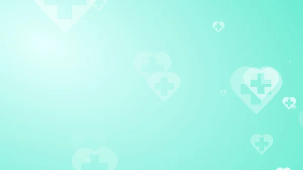 Ιατρική Υγεία Πράσινο Μπλε Σταυρό Φόντο Μοτίβο Καρδιές Αφηρημένη Έννοια — Φωτογραφία Αρχείου