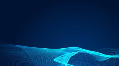 Nokta mavi dalga ışık ekran gradyan doku arkaplanı. Soyut teknoloji büyük veri dijital arkaplanı. 3d oluşturma.