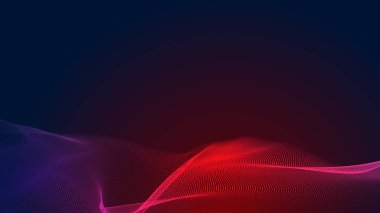 Nokta kırmızı mor dalga çizgisi açık renk gradyan koyu arkaplan. Soyut teknoloji büyük veri dijital arkaplanı. 3d oluşturma.
