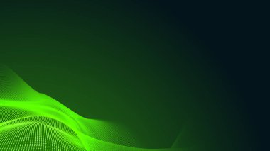 Nokta yeşil dalga ışık ekran gradyan dokusu koyu arkaplan. Soyut teknoloji büyük veri dijital arkaplanı. 3d oluşturma.