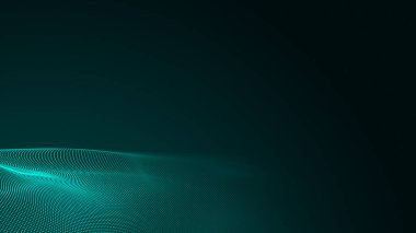 Nokta yeşil dalga ışık ekran gradyan doku arka planı. Soyut teknoloji büyük veri dijital arkaplanı. 3d oluşturma.