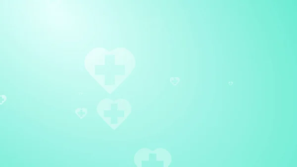 Medizinische Gesundheit Grün Blaues Kreuz Auf Herzmuster Hintergrund Abstraktes Konzept — Stockfoto
