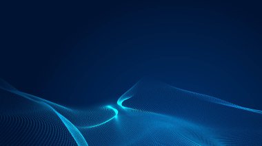 Nokta mavi dalga ışık ekran gradyan doku arkaplanı. Soyut teknoloji büyük veri dijital arkaplanı. 3d oluşturma.