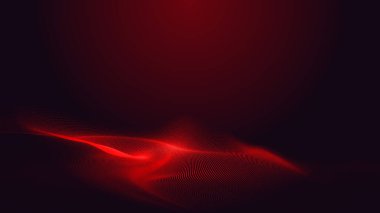 Nokta kırmızı mor dalga çizgisi açık renk gradyan koyu arkaplan. Soyut teknoloji büyük veri dijital arkaplanı. 3d oluşturma.