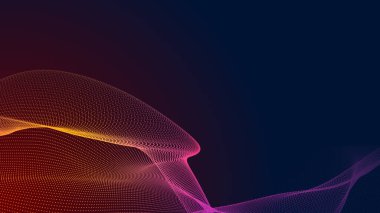 Nokta kırmızı mor dalga çizgisi açık renk gradyan koyu arkaplan. Soyut teknoloji büyük veri dijital arkaplanı. 3d oluşturma.