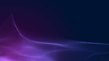Nokta mavi mor dalga çizgisi, ışık eğimli koyu arkaplan. Soyut teknoloji büyük veri dijital arkaplanı. 3d oluşturma.