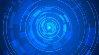 Daire mavi teknoloji yüksek teknoloji karanlık arka plan. Soyut grafik dijital gelecek konsept tasarımı.