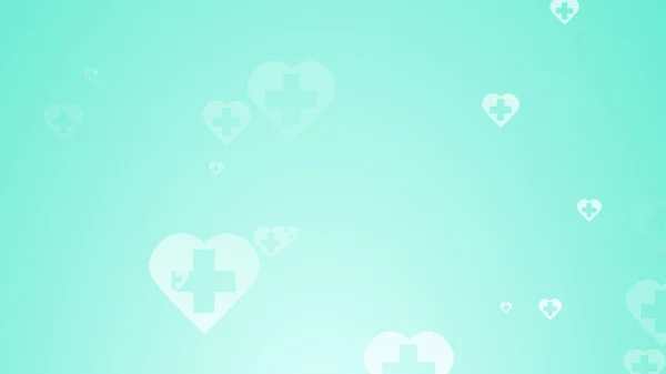 Medical Health Green Blue Cross Hearts Pattern Background Abstract Healthcare — Stock Photo, Image