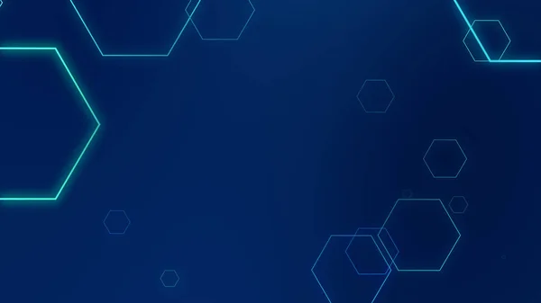 Hexagon Geometrische Blaue Neonlichter Technologie Tech Dunklen Hintergrund Abstrakte Grafische — Stockfoto