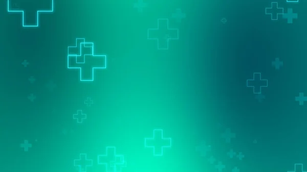 Медичне Здоров Синьо Зелений Хрест Неонового Світла Формує Фон Анотація — стокове фото