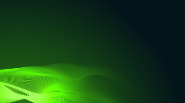 Nokta yeşil dalga ışık ekran gradyan dokusu koyu arkaplan. Soyut teknoloji büyük veri dijital arkaplanı. 3d oluşturma.