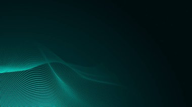 Nokta yeşil dalga ışık ekran gradyan doku arka planı. Soyut teknoloji büyük veri dijital arkaplanı. 3d oluşturma.
