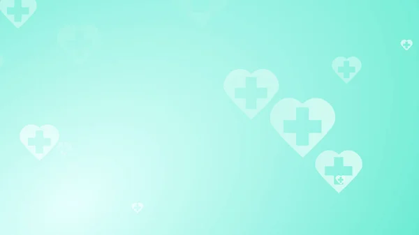 Medical Health Green Blue Cross Hearts Pattern Background Abstract Healthcare — Stock Photo, Image