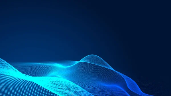 ドットブルーの波光の画面グラデーションテクスチャの背景 要旨技術ビッグデータデジタル背景 3Dレンダリング — ストック写真