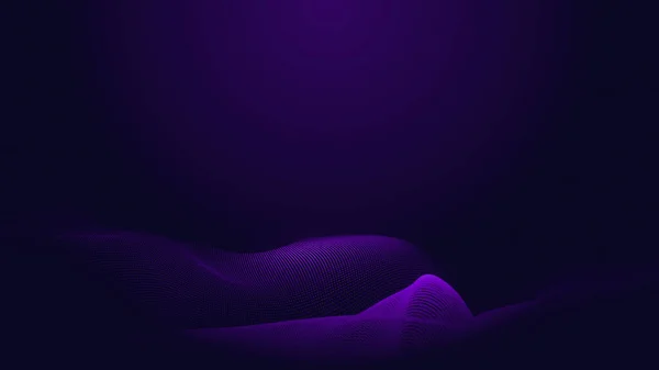 Dot blue purple wave line light gradient dark background. Abstract  technology big data digital background. 3d rendering.