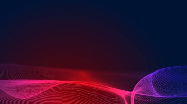 Nokta kırmızı mor dalga çizgisi açık renk gradyan koyu arkaplan. Soyut teknoloji büyük veri dijital arkaplanı. 3d oluşturma.