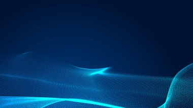 Nokta mavi dalga ışık ekran gradyan doku arkaplanı. Soyut teknoloji büyük veri dijital arkaplanı. 3d oluşturma.