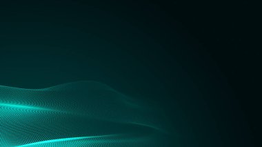 Nokta yeşil dalga ışık ekran gradyan doku arka planı. Soyut teknoloji büyük veri dijital arkaplanı. 3d oluşturma.
